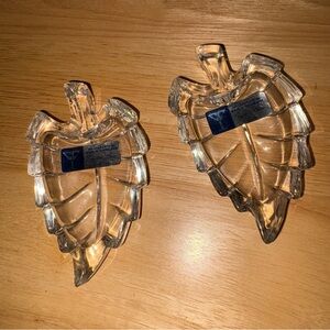 Lead Crystal Leaf-Shaped Dishes